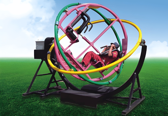 dual seat gyro ride with safety harness