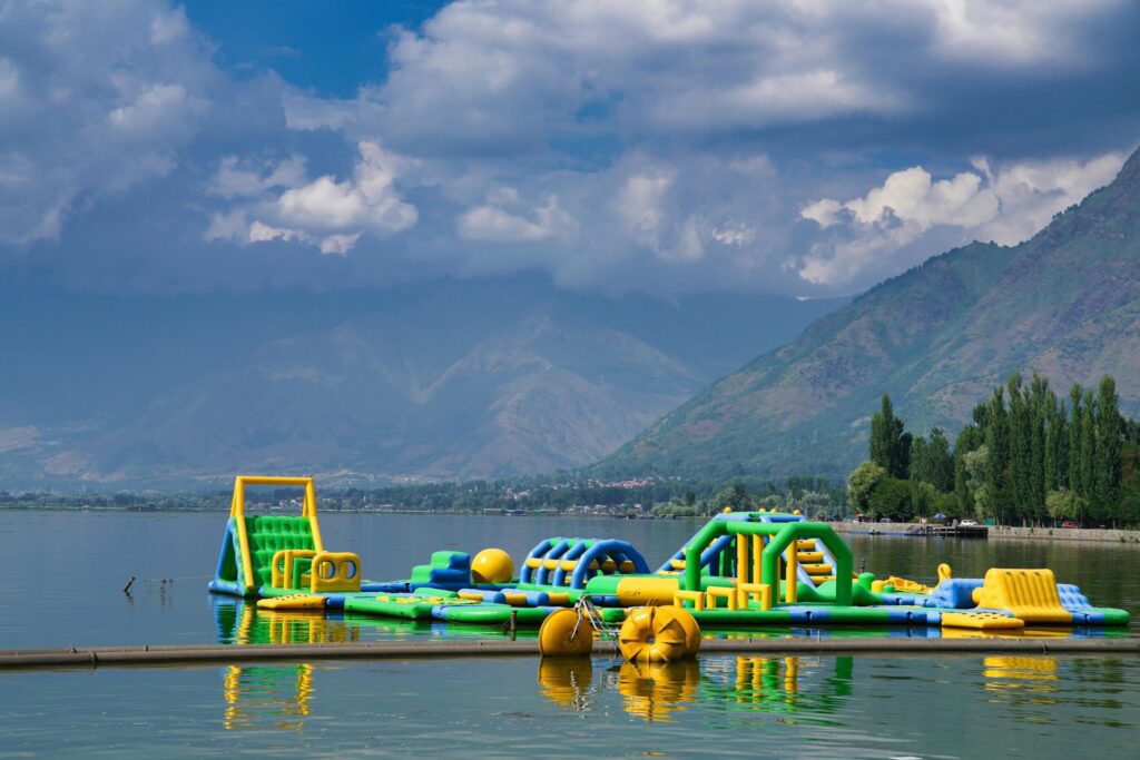 floating water trampoline adventure park