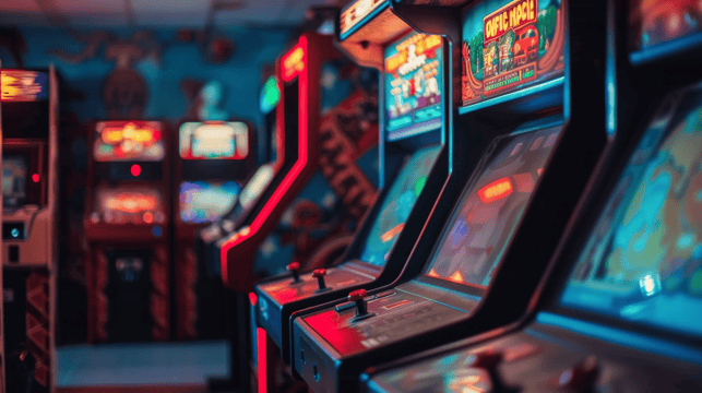 Indoor arcade gaming zone with interactive machines