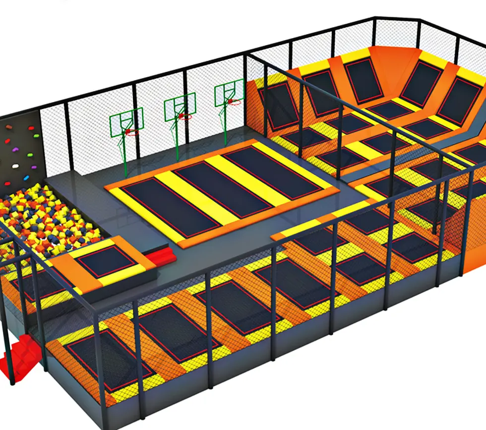 Trampoline park foam pit with safety padding