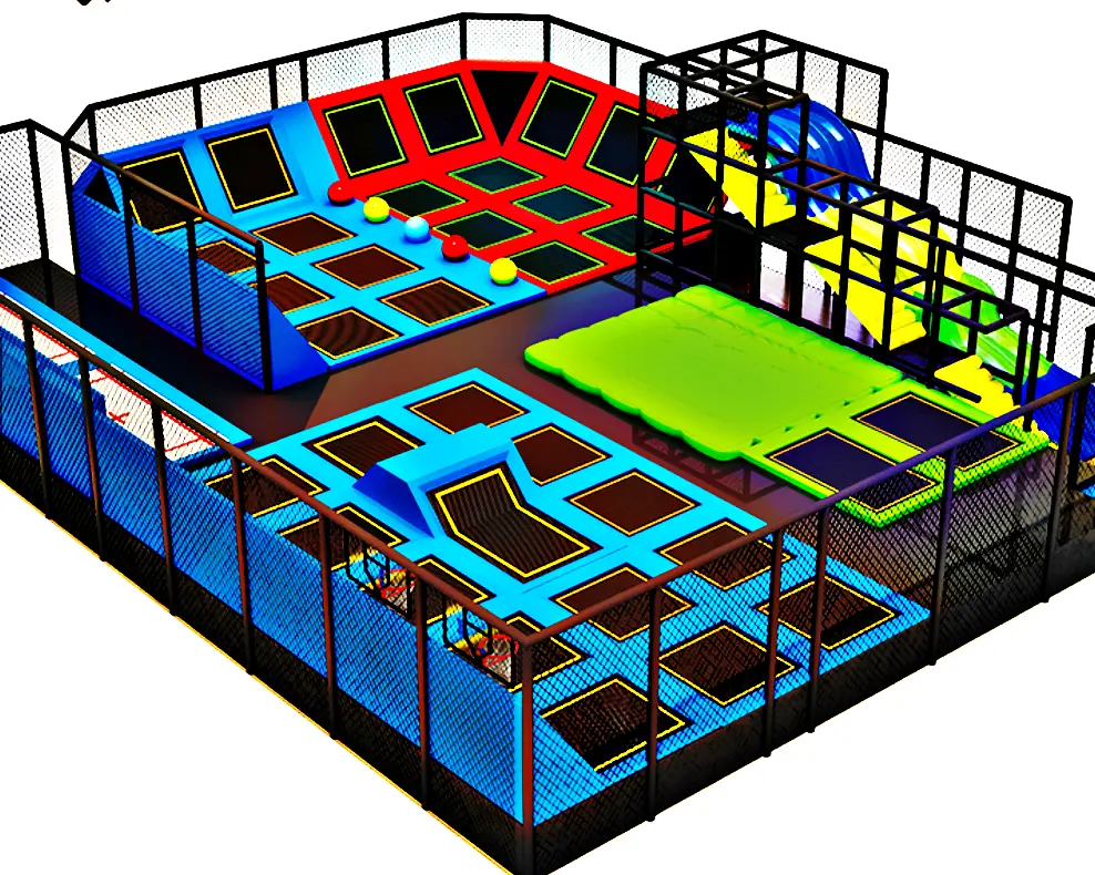 Dodgeball trampoline court in trampoline park