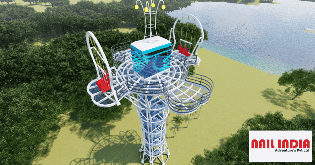 Adventure park setup in Kochi with backwater and city view