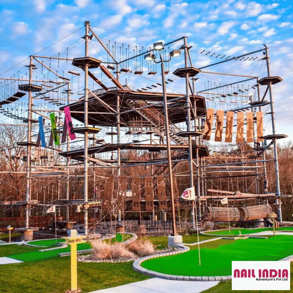 Multi activity tower in Aurangabad adventure park with rope course and climbing