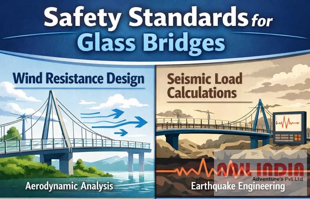 Glass bridge safety features including guardrails CCTV and monitoring systems