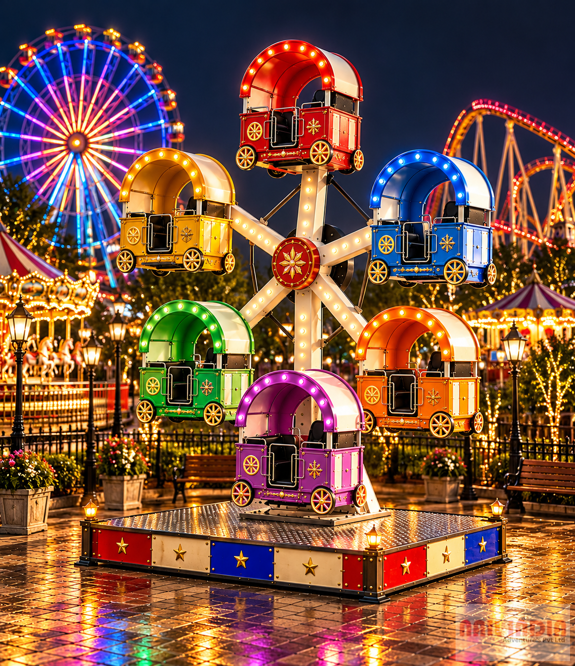 Sun & Moon Ride in an amusement park project setting